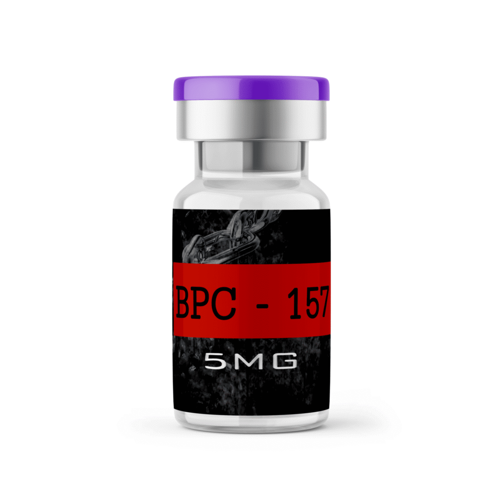 Studio product shot: peptide vial on lab tray with neutral background — product IMG_0246